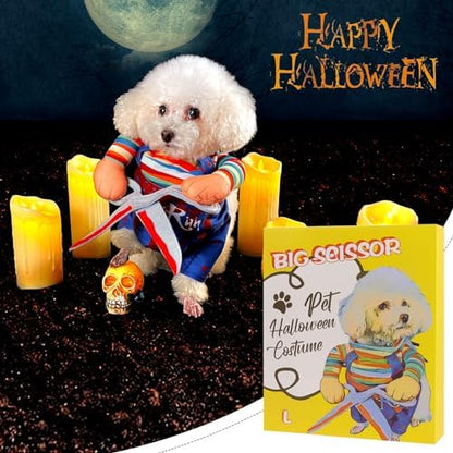 NACOCO Dog Halloween Scissors Style Doll Costume Pet Christmas Cosplay Adjustable Doll Funny Special Clothes Puppy Party Clothes for Small Dogs Cats (Scissors,Large) - Image 3