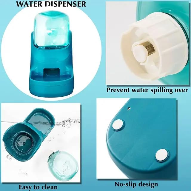 Dog & Cat Feeder + Waterer Set,Automatic Pet Feeder 2 in 1 Cat & Dog Food Water Dispensers, Cats and Dogs Food Feeder and Water Dispenser 3.9L for Small, Medium, & Large Pets (Dark Green)