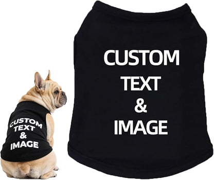 Custom Dog Shirt,Personalized Pet Apparel with Name Text Photo Image,Lightweight Breathable Puppy Kitten Cotton Vest for Small Medium Large Dogs Cats,Puppy Gift (Black, 5X-Large)