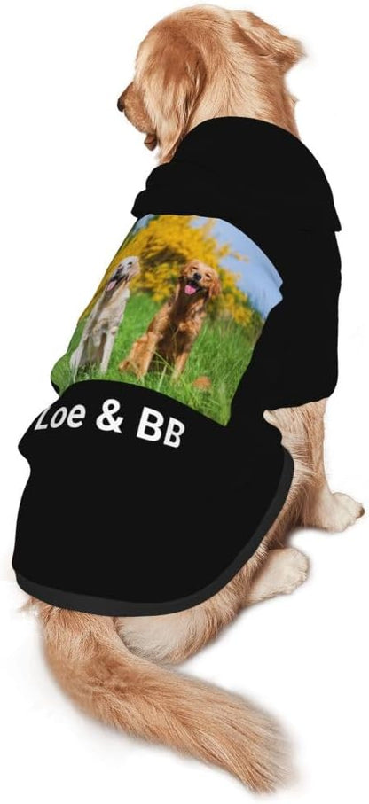 Personalized Dog Hoodie Customized with Name Photo Pet Warm Sweater Hoodie for Medium Large Dogs & Cat Puppy, Indigo, S