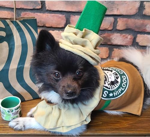 Latte Coffee Dog Costume - Dog Halloween Costume Pet Cosplay Clothes for Small Medium Dogs Puppies Cats for Christmas Birthday Party Photo Props Dress up Accessories Parade Halloween Decorations - Image 3