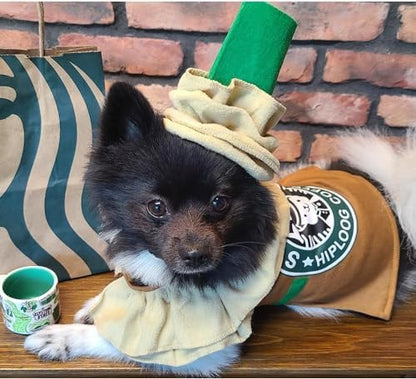 Latte Coffee Dog Costume - Dog Halloween Costume Pet Cosplay Clothes for Small Medium Dogs Puppies Cats for Christmas Birthday Party Photo Props Dress up Accessories Parade Halloween Decorations - Image 3