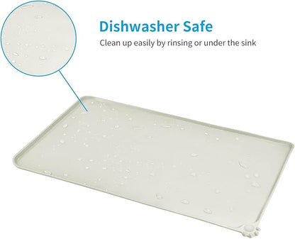 AUDWUD Silicone Waterproof Pet Feeding Mats,Anti Slip Bowl Pad, Dog Mat for Food and Water