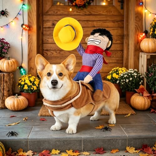 Halloween Cowboy Dog Cat Costume Clothes Novelty Funny Pets Party Cosplay Apparel Dog Riders Clothing (Medium) - Image 6