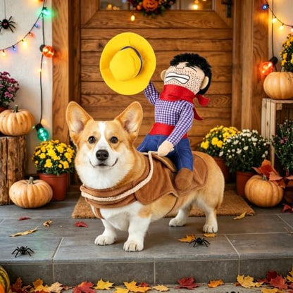 Halloween Cowboy Dog Cat Costume Clothes Novelty Funny Pets Party Cosplay Apparel Dog Riders Clothing (Medium) - Image 6