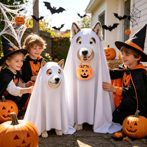 Halloween Dog Ghost Costume Set with Pumpkin Bucket - Image 5