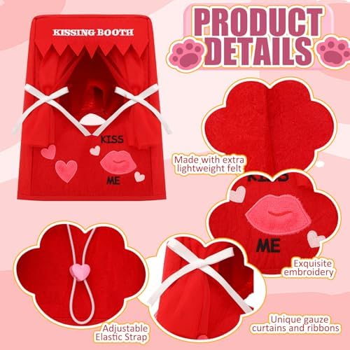Hallowen Dog Kissing Booth Costume Headpiece for Pets, Red, L/XL - Image 4