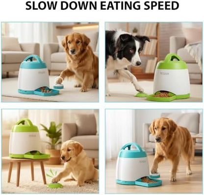 PETGEEK Upgrade USB‑Chargeable Automatic Dog Treat Dispenser, Puzzle Memory Training Dog Button Toy- IQ Training Automatic Dog Feeder, Remote Button Treat Dispenser(400ml Capacity)