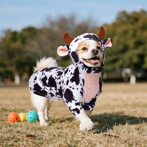 Pistha Dog Cow Costume Funny Pet Halloween Costumes for Halloween Dog Cat,M - Image 5