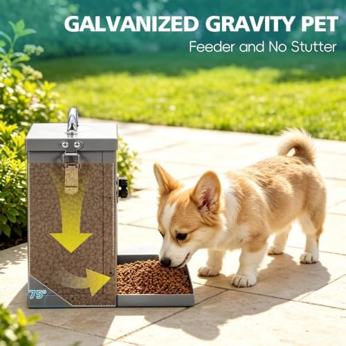VNHHPCH 7Lbs Metal Automatic Dog Cage Feeder for Pet Puppy Cat Rabbit