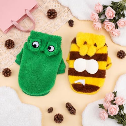 Reginary 2 Pcs Halloween Dog Costume Pet Hoodies Frog Bee Soft Plush,S - Image 4