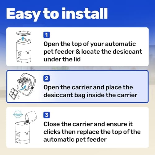[12 Pack] Desiccant Bag for Petlibro Pet Feeder - Six-Month Supply Keeps Dog Food & Cat Food Dry + Fresh - Removes Moisture & Odors for Automatic Pet Feeders - Made from Silica, Carbon & Deoxidizer