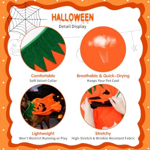 Dog Halloween Pumpkin Costume, Pumpkin Cloak & Hat Set for Large Dogs(XL) - Image 4