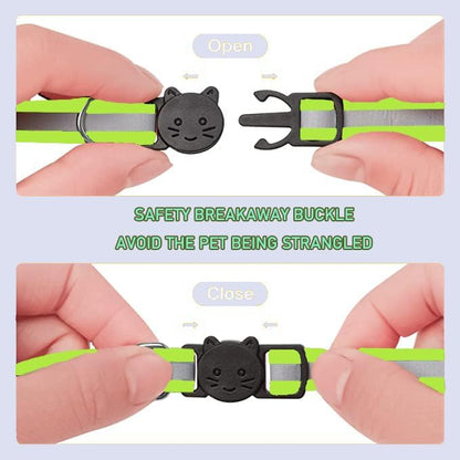 2 Pack Cat Collars Quick Release Reflective Kitten Collar with Bell & Safety Release (Light Green)