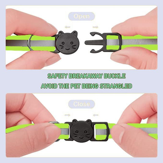 2 Pack Cat Collars Quick Release Reflective Kitten Collar with Bell & Safety Release (Light Green)