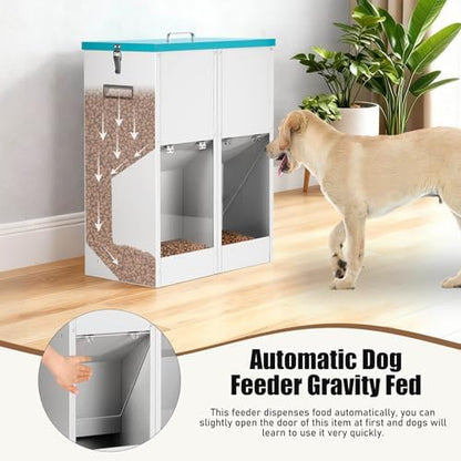 46Lb Gravity Automatic Dog Feeder for 2 Dogs, No Assembly Required