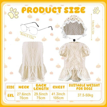 3 Pcs Old Lady Costume for Dog Grandmas Dogs Costume - Image 2
