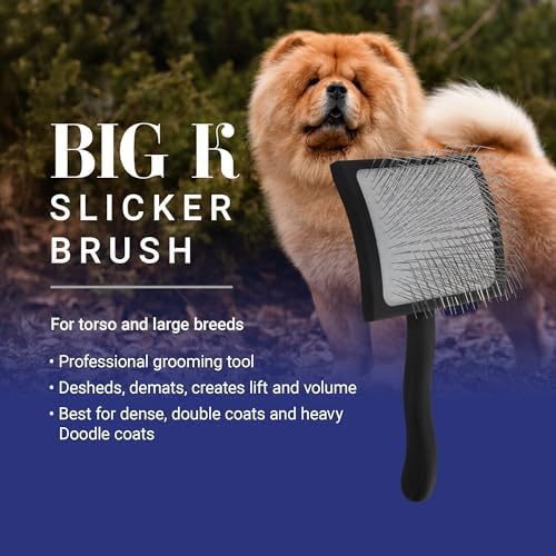 Chris Christensen Big K Dog Slicker Brush for Dogs (Goldendoodles, Labradoodles, Poodles), Groom Like a Professional, Fluff Detangle Style, Saves Time Energy, Black, Large - Image 2