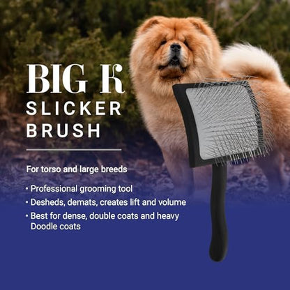 Chris Christensen Big K Dog Slicker Brush for Dogs (Goldendoodles, Labradoodles, Poodles), Groom Like a Professional, Fluff Detangle Style, Saves Time Energy, Black, Large - Image 2