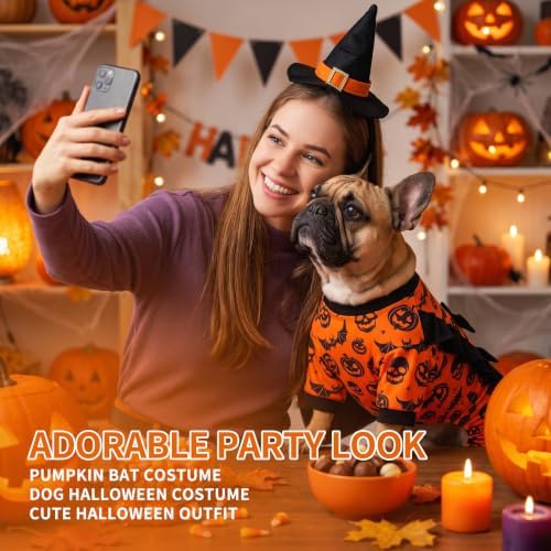 Dog Halloween Pajamas for Medium Large Breeds, Pumpkin Ghost Dog Onesies, Halloween Pet Outfit Clothes, Soft 4-Way Stretch Doggie Pjs Costumes for Halloween Party Photos - Image 5