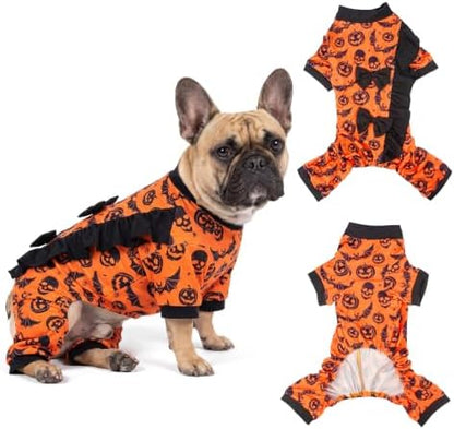 Dog Halloween Pajamas for Medium Large Breeds, Pumpkin Ghost Dog Onesies, Halloween Pet Outfit Clothes, Soft 4-Way Stretch Doggie Pjs Costumes for Halloween Party Photos by Sychien