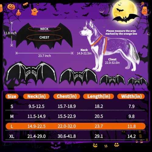 Dog Halloween Bat Wings Costume L，Pet Halloween Cosplay Apparel Large - Image 2