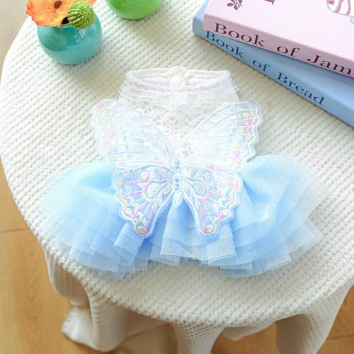 Fashion Sweet Puppy Dog Blingbling Princess Skirt Pet Dog Lace Cake Camisole Tutu Dress B-Light Blue XL - Image 3