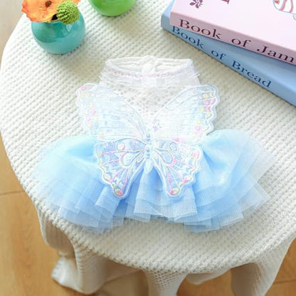 Fashion Sweet Puppy Dog Blingbling Princess Skirt Pet Dog Lace Cake Camisole Tutu Dress B-Light Blue XL - Image 3