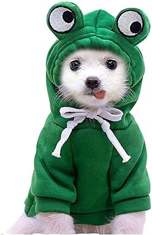 Dog Christmas Halloween Costumes,Dog Hoodies for Small Dogs Cats, Cat Puppy Outfits,Yorkie Chihuahua Pomeranian Clothes (XX-Large, Green-Frog) by WizBBQT