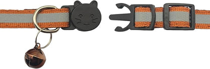 14 Pack Breakaway Cat Collar with Bell, Reflective Kitten Collar for Girl Boy Cats, Safety Buckle Adjustable 7.5-12.5 Inch, 0.4 Inch Width Lightweight, Pet Gifts (Brown)