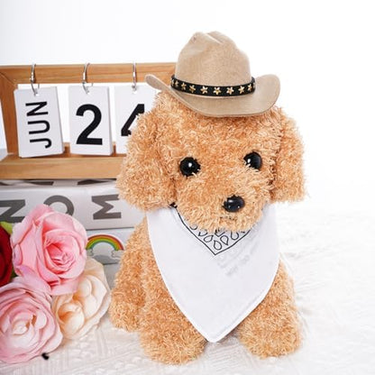 choyaxo Halloween Costumes for Dogs Cat Pet Cowboy Costume Cowboy Hat with Bandana Set for Halloween, Christmas, Holiday, Party, Cosplay (Khaki, Small) - Image 5