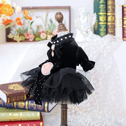 Fashion Sweet Puppy Dog Blingbling Princess Skirt Pet Dog Lace Cake Camisole Tutu Dress K-Black XS - Image 3