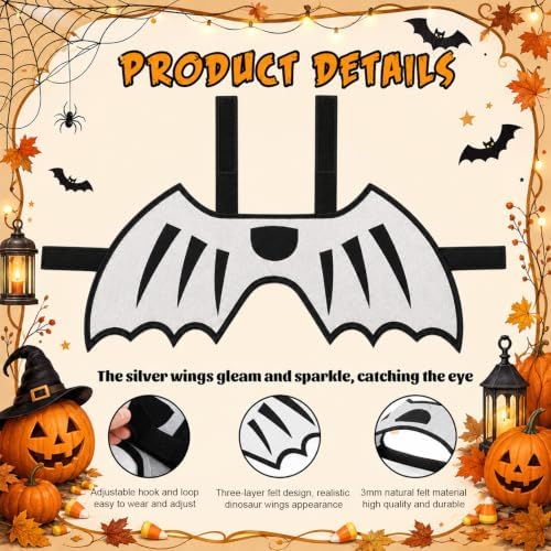Dog Dragon Wings, Halloween Dragon Costume for Dog Cat, Silver, XL - Image 2