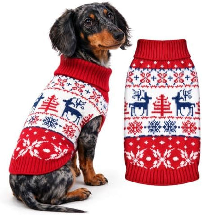 Dog Christmas Sweater, Knitted Dog Sweater for Small Dogs Girl Boy by SEHFKKD