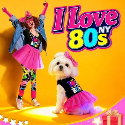 3 Packs Halloween Dog I Love 80s Dress Pet Disco Costume Outfit,XS - Image 2