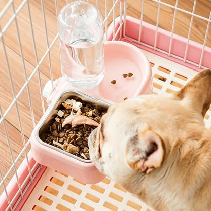 Hanging Dog Bowls, Cage Automatic Cat Food and Water Bowl Set