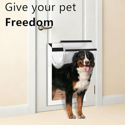 [MAVRICPOWER] Aluminum XL Dog Door with 2 Sliding Lock Panels, Doggy Door for Door with Adjustable Tunnel, Never Rust Pet Door for Dogs Up to 220 lbs