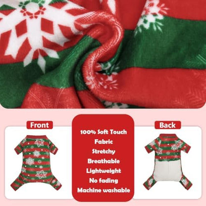 CuteBone Small Dogs Outfit Soft Puppy Onesies Pjs Christmas Dog Pajamas Pet Coat Cat Apparel Comfy Doggie Jumpsuit Bodysuit for All Seasons P355L - Image 5