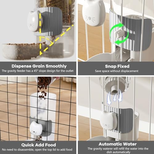 Yummy Sam Hanging Automatic Small Pet Food Water Dispenser, Grey White