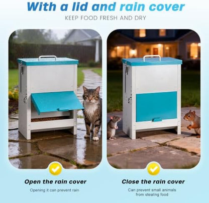 10L Automatic Cat Feeder Outdoor Gravity Cat Dry Food Dispenser