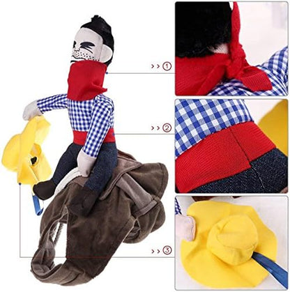 ISMARTEN Cowboy Rider Dog Costume for Dogs Outfit Knight Style with Hat Pet Costume for Halloween Day (Medium) - Image 4