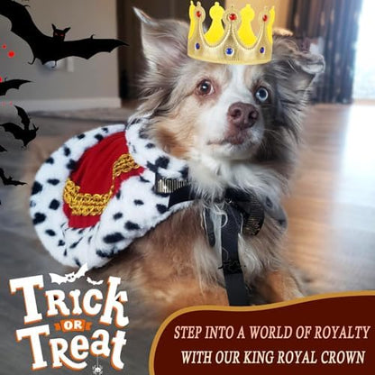 Large Dog Crown Headband Pet King Crown Halloween Costume Round Dog Cat Crown for Rolyal Family Costume Birthday Prince Hair Accessories Photo Prop Outfits (Gold Crown, Large) - Image 6
