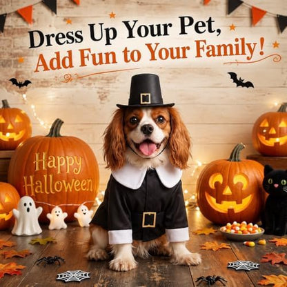 Hillban Dog Thanksgiving Pilgrim Costume, Dog Pilgrim Hat Collar Costume - Image 5