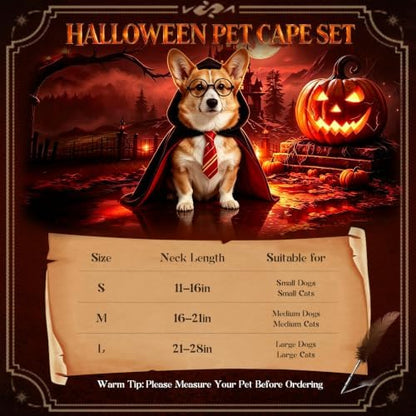 Large Dog Wizard Costume with Black Glasses Frame, Funny Halloween Dog Costume Set with Wizard Cloak and Scarf, Magic Pet Outfit for Large Dogs, Halloween Party, Cosplay, Photo Props - Image 2