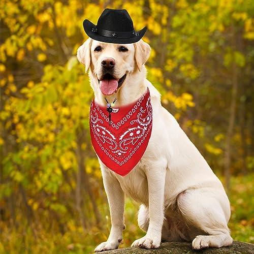 GOYOSWA Dog Halloween Costumes, Dog Cowboy Costume Halloween Pet Cowboy Hat Bandana Scarf for Small Medium Large Dogs Pets (Black Hat & Red Bandana, Large) - Image 2