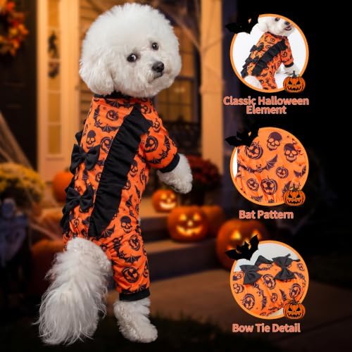 Dog Halloween Pajamas for Medium Large Breeds, Pumpkin Ghost Dog Onesies, Halloween Pet Outfit Clothes, Soft 4-Way Stretch Doggie Pjs Costumes for Halloween Party Photos - Image 6