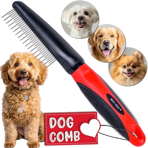 Poodle Comb with Rotating Teeth - 5-in-1 Dog Dematting Tool - Used for Small Size Breeds and Puppies - Cat Comb for Shedding and Deshedding by BixyPixy