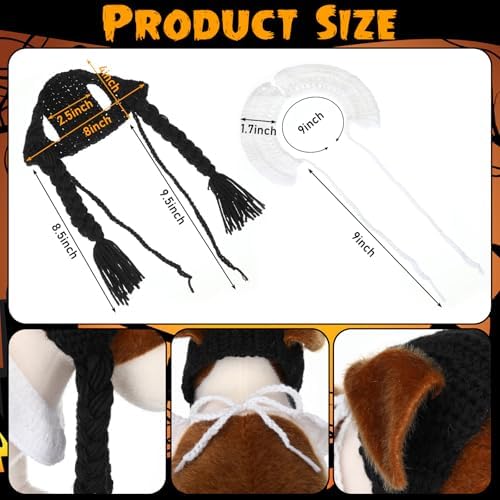 Sanwuta 2 Pcs Hand-Knit Halloween Cat Costumes Gothic Pet Cosplay Outfit - Image 3