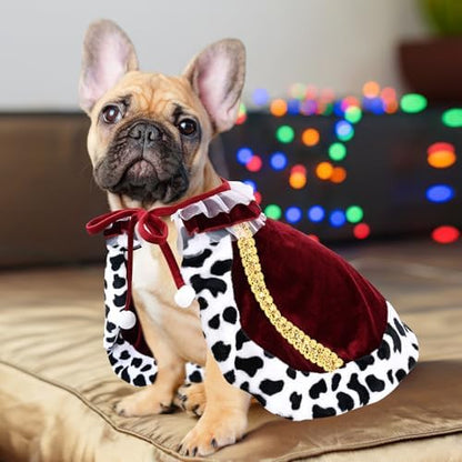 Dog Costumes for Large Dogs Fur Velvet Cat Cape Pet Cloak Halloween Christmas Prince Princess Cosplay Clothes (Red, Large) - Image 4