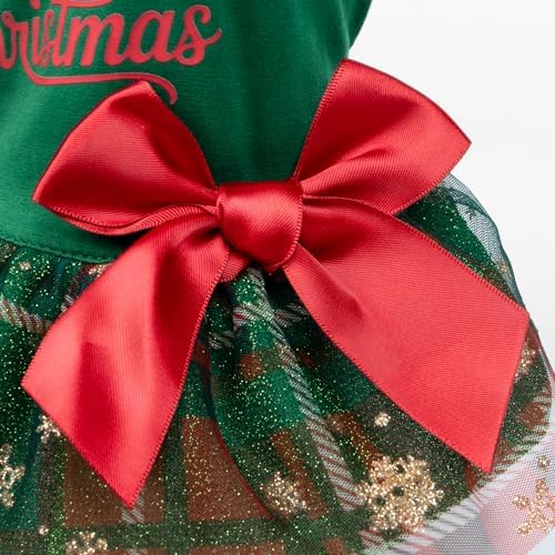Fitwarm Just a Girl Who Loves Christmas Dog Tulle Dress, Funny Christmas Clothes for Small Dogs Girl, Holiday Pet Outfit, Red, White, Green, Yellow, XS - Image 7